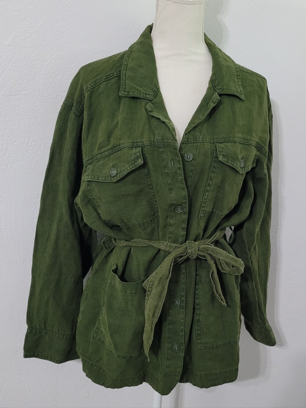 NWT Tahari Heavyweight Linen Jacket Olive Green Size  XL Natural Fiber